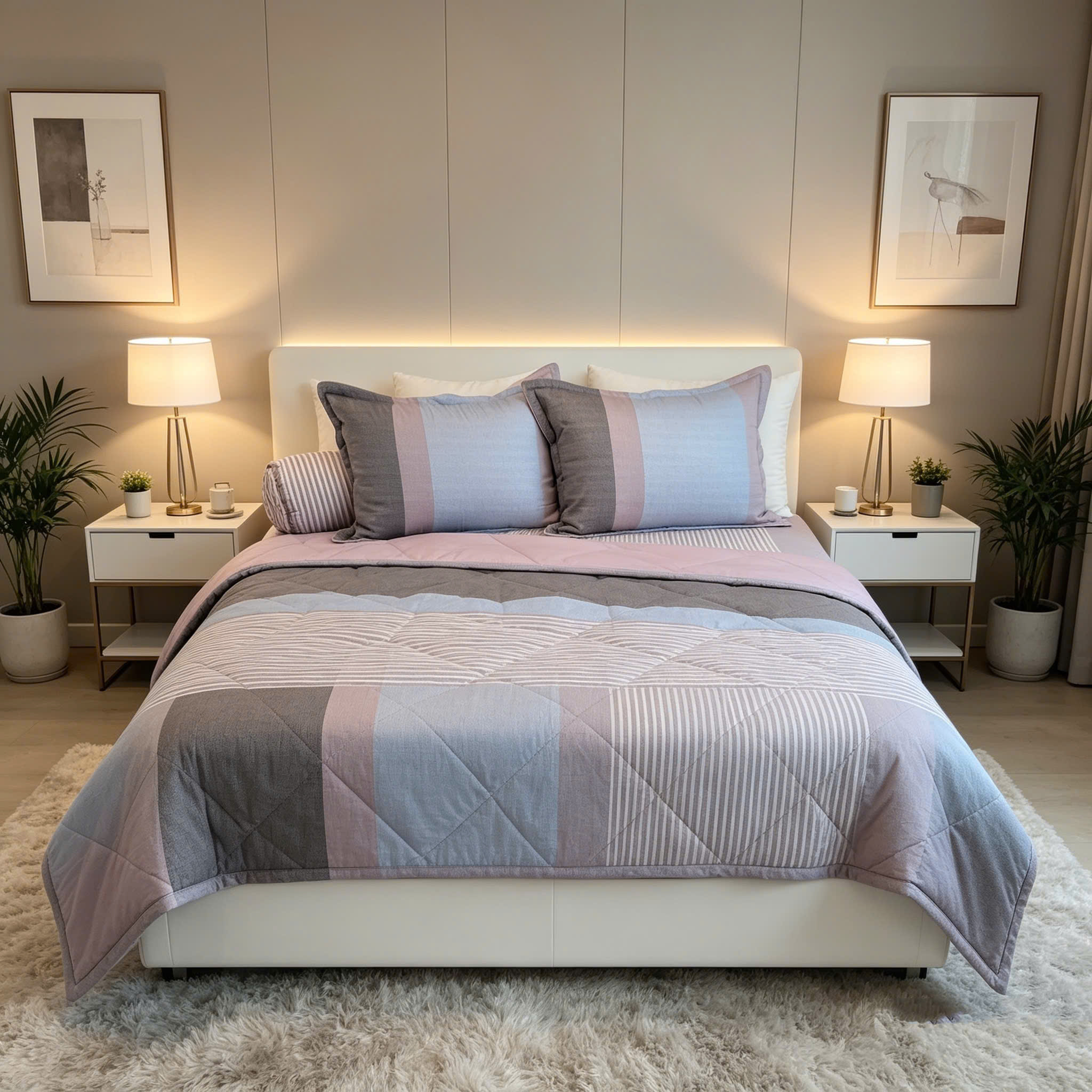 Bộ chăn ga Cotton Thanh Thủy kèm mền 